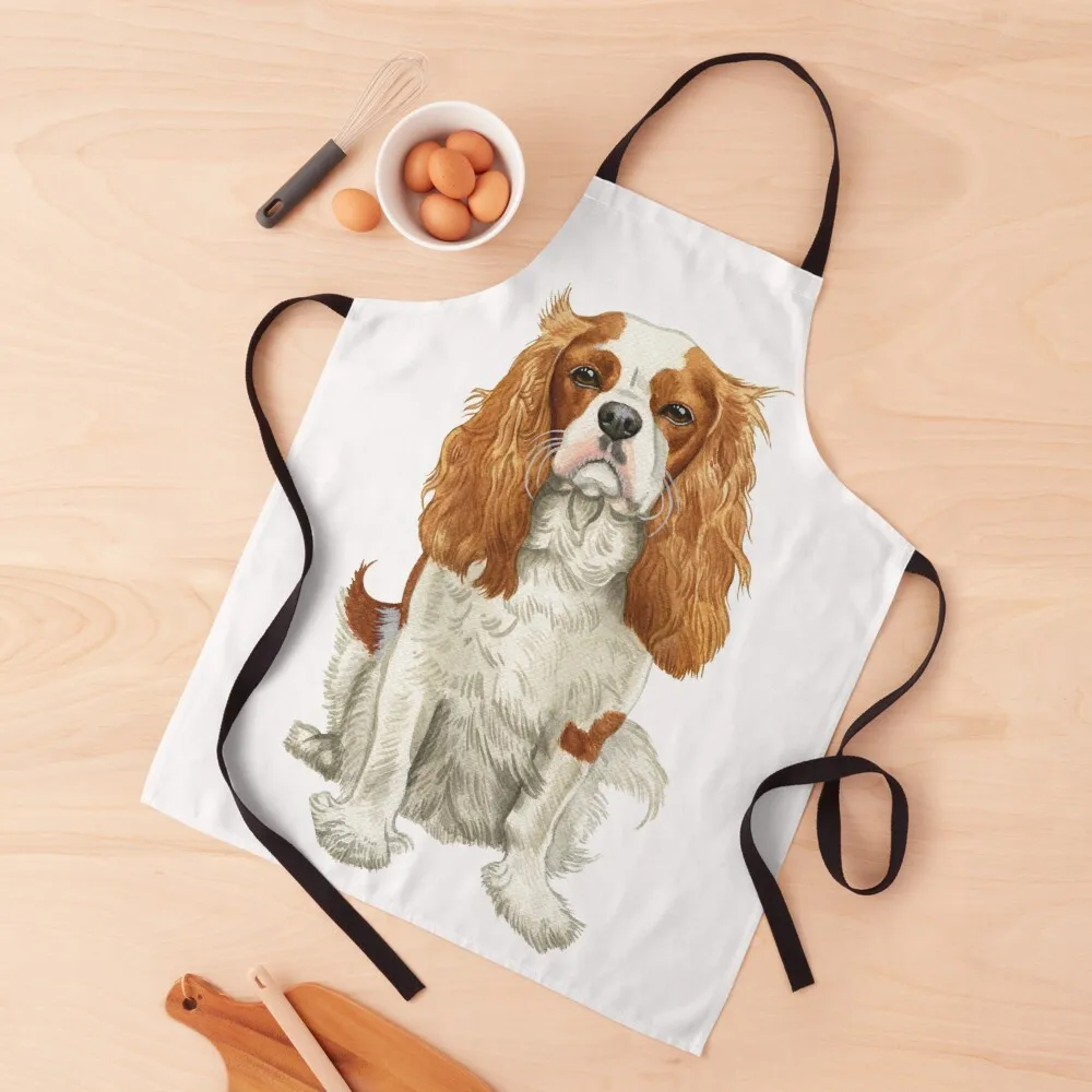 

Cavalier King Charles Spaniel - Watercolour Blenheim Apron Cooking Trim Cloth for women halloween Apron