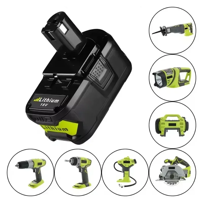 FOR Ryobi 18V cordless tool battery RB18L25 P107 P108 P109 P102 P103 6Ah Suitable for Ryobi 18V rechargeable lithium battery