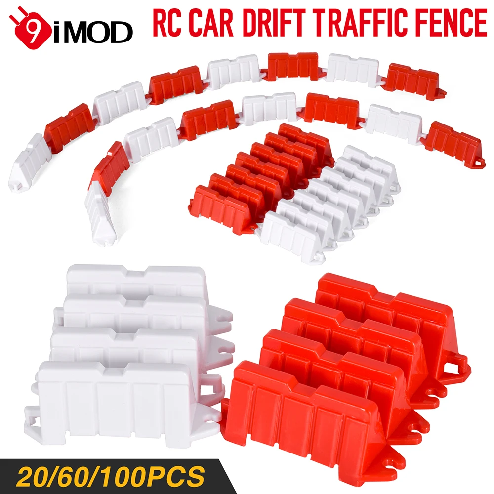 9IMOD 20/60/100pcs RC Car Drift Race Road Barrier Traffic Fence For Various Rreating Realistic Racing Tracks Drift Fields DIY