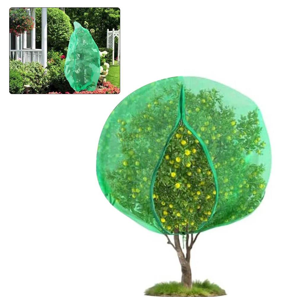 Fine Mesh Garden Netting Bag Green With Zipper Drawstring Closure For Fruit Trees Blueberry Bushes Bird Deer Cover