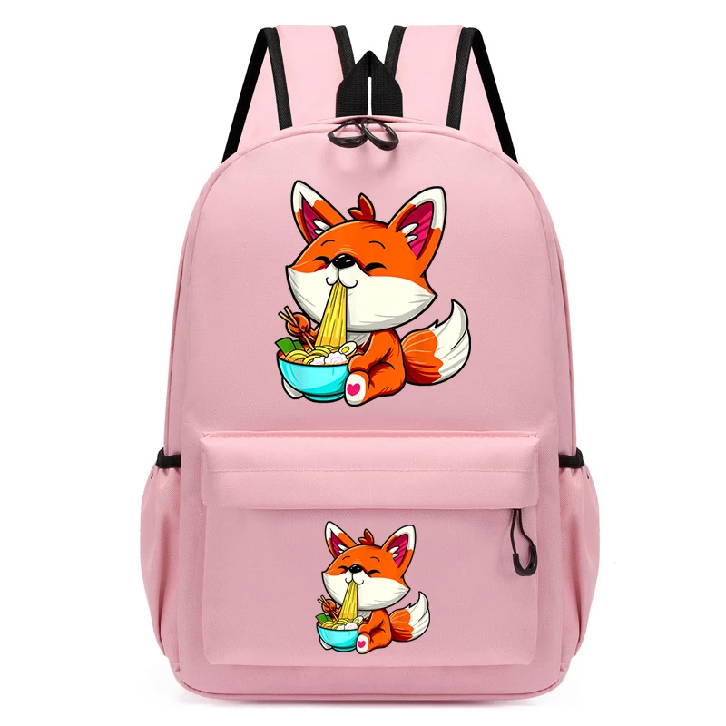 

Fox Ramen Anime Girl School Bag Backpack Cute Back Pack for Teenager Children Schoolbag Primary Bagpack Teens Child Kids Bookbag