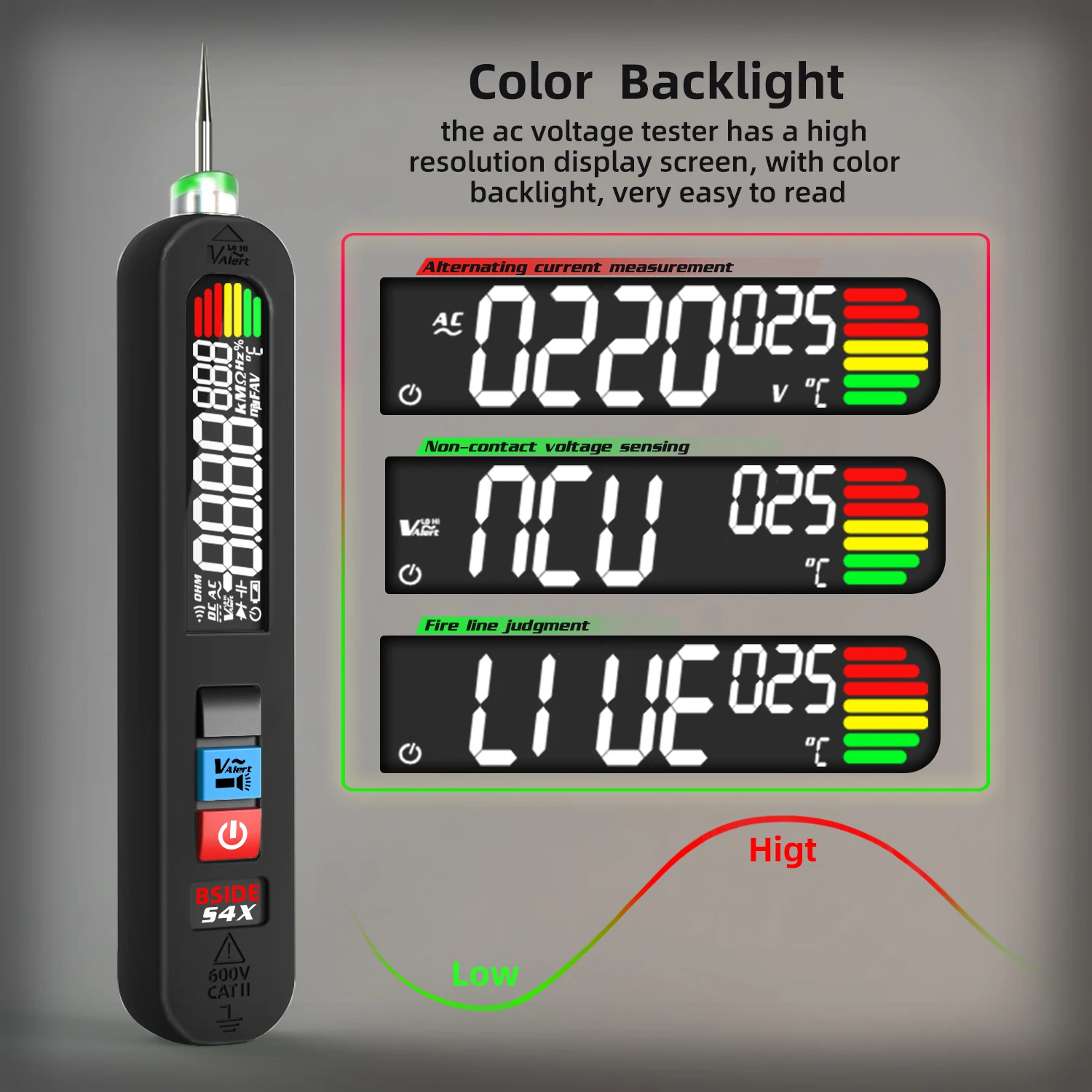 BSIDE NEW Voltage Tester Pen 12V-300V Recharge Non-Contact Detection Leakage Live Wire Breakpoint Finder Portable Household