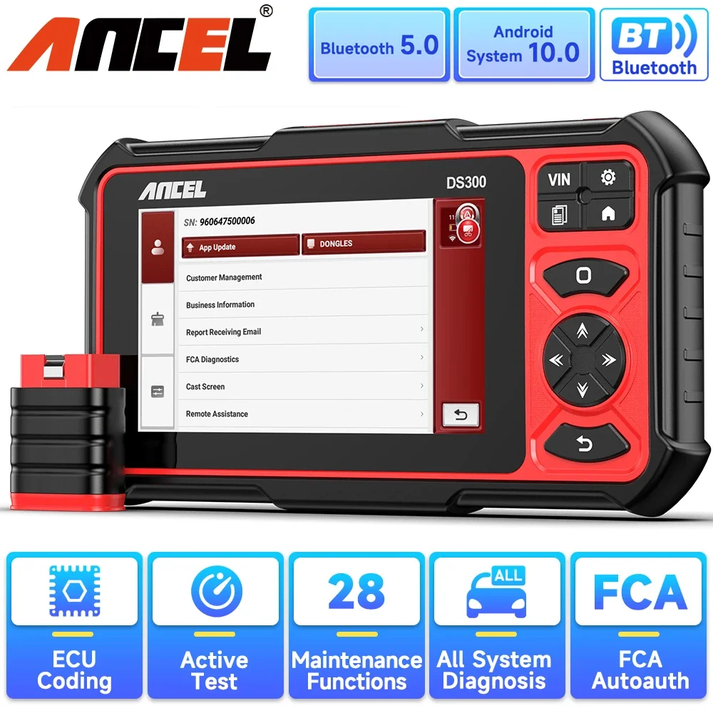 ANCEL DS300 OBD2 Car Scanner Bi-directional ECU Coding IMMO A/F Adjust 28 Reset OBD 2 Bluetooth Auto All System Diagnostic Tool