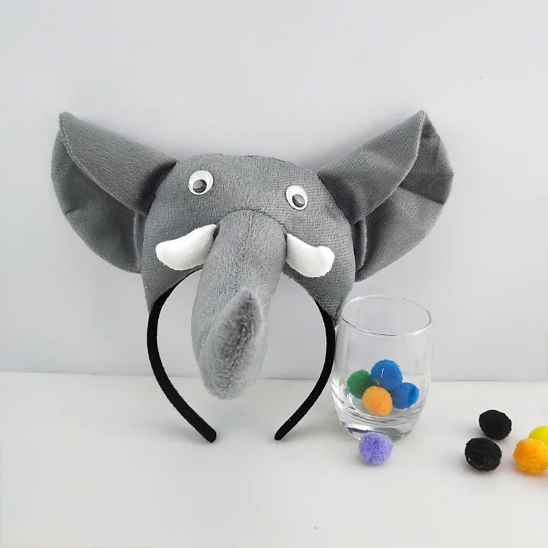 Adults Kids Plush Boy Elephant Ears Headband Animal Hairband Gift Birthday Party Cosplay Costume Christmas Halloween Festival