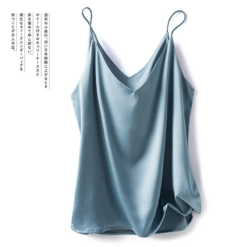 Silk Suspender TOP for Women Match Suit Jacket in White and Black, Versatile Ice Silk Camisole Satin Crop Top image 4
