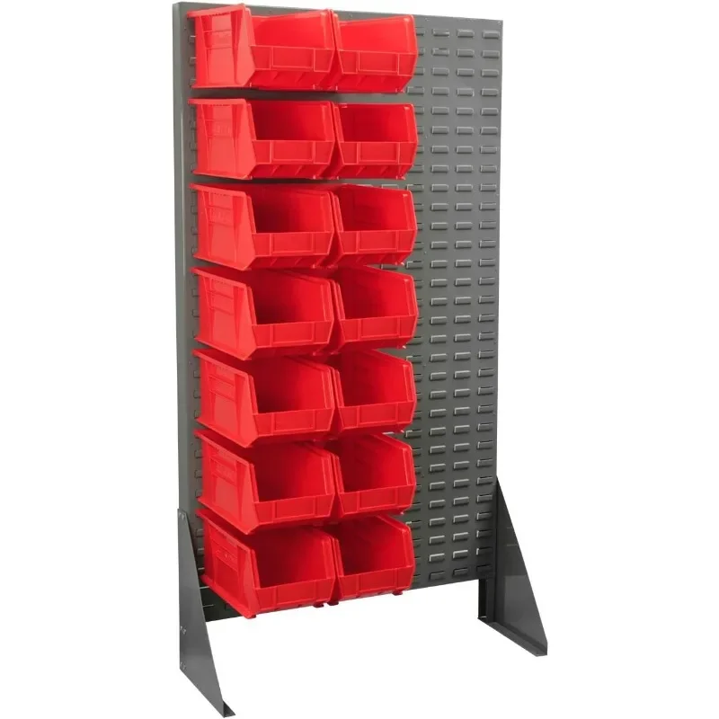 30661 Heavy Duty Single-Sided Steel Louvered Panel Standing Storage Rack Garage Organizer for Mounting AkroBin Storage