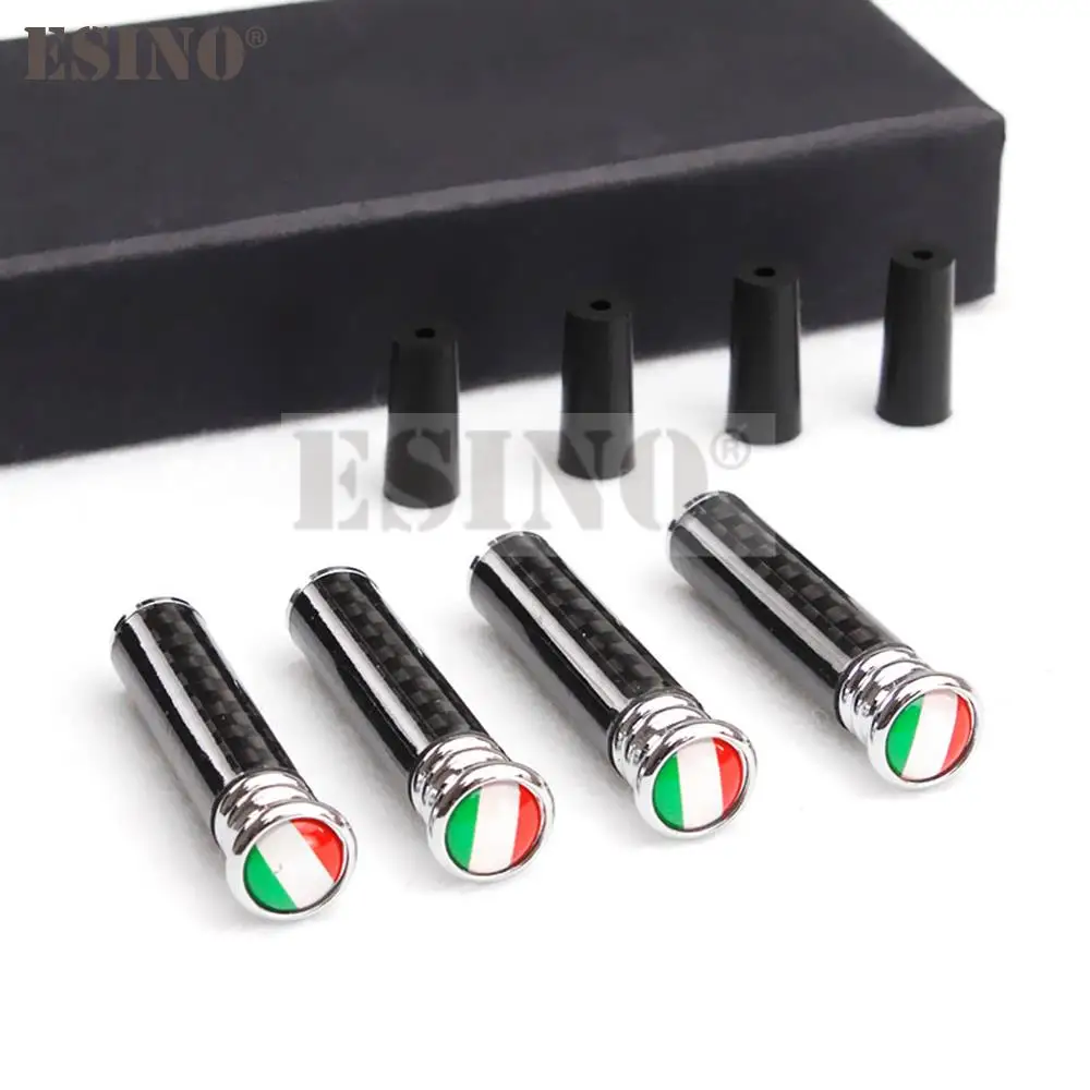 4 x Italy National Flag Carbon Fiber Car Bolt Interior Door Lock Button Screw Knob Pin Caps Covers Pin Caps Trim