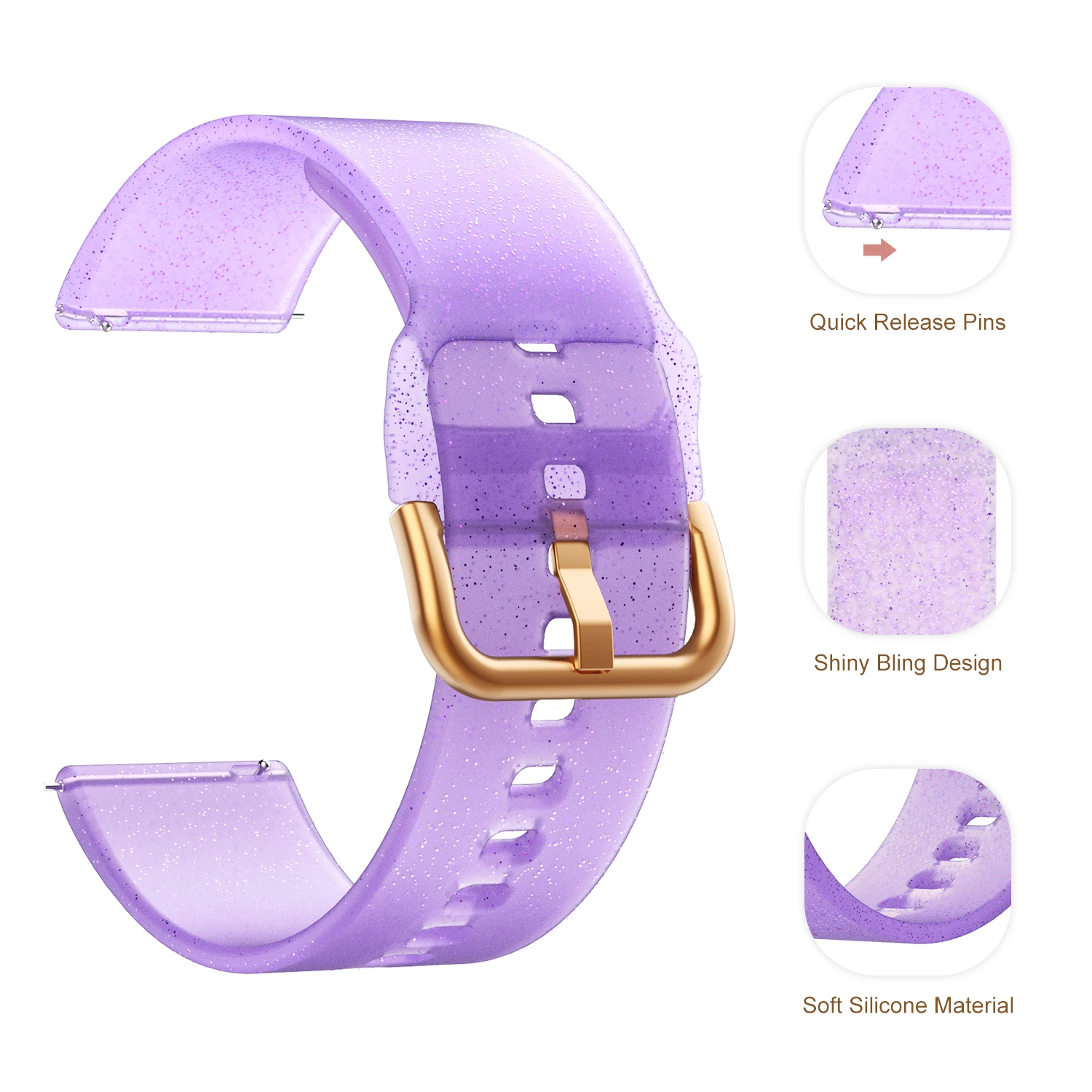 20mm Shiny Silicone Band for Samsung Galaxy Watch 6 5 4 40mm 44mm,Galaxy Watch 5 Pro Band 45mm/Watch 6 4 Classic Band 43mm 47mm