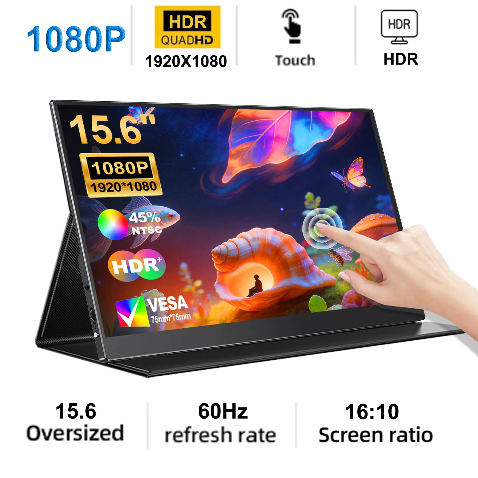 15.6" Touch Non-Touch Option Portable Monitor 3840x2400 100% sRGB Thunderbolt USB-C HDMI for Phone, PS5, Laptop PC Second Screen