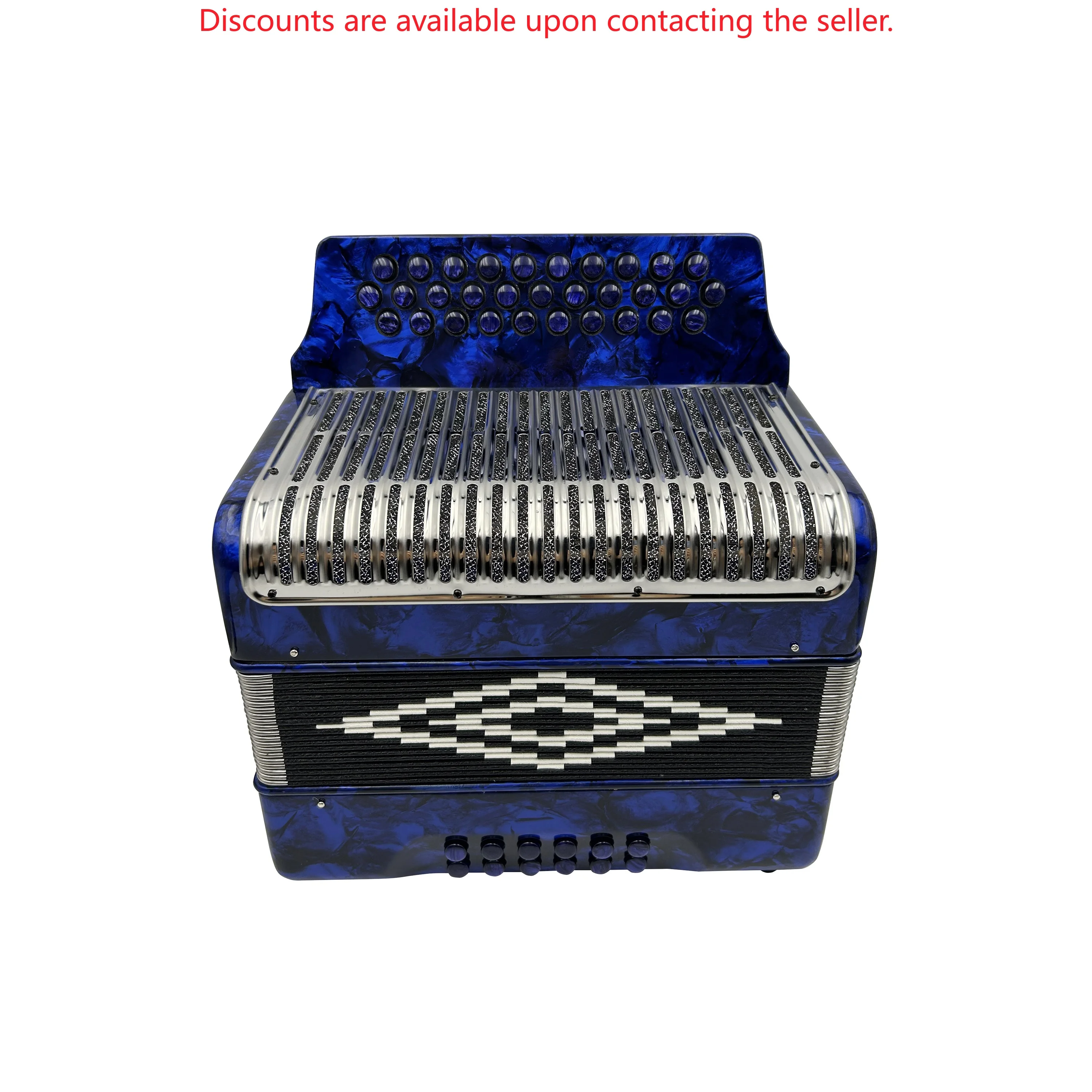 

31-Button 12-Bass Diatonic Accordion Stainless Steel Grill Blue Celluloid Body Blue Buttons Acordeon JB3112C