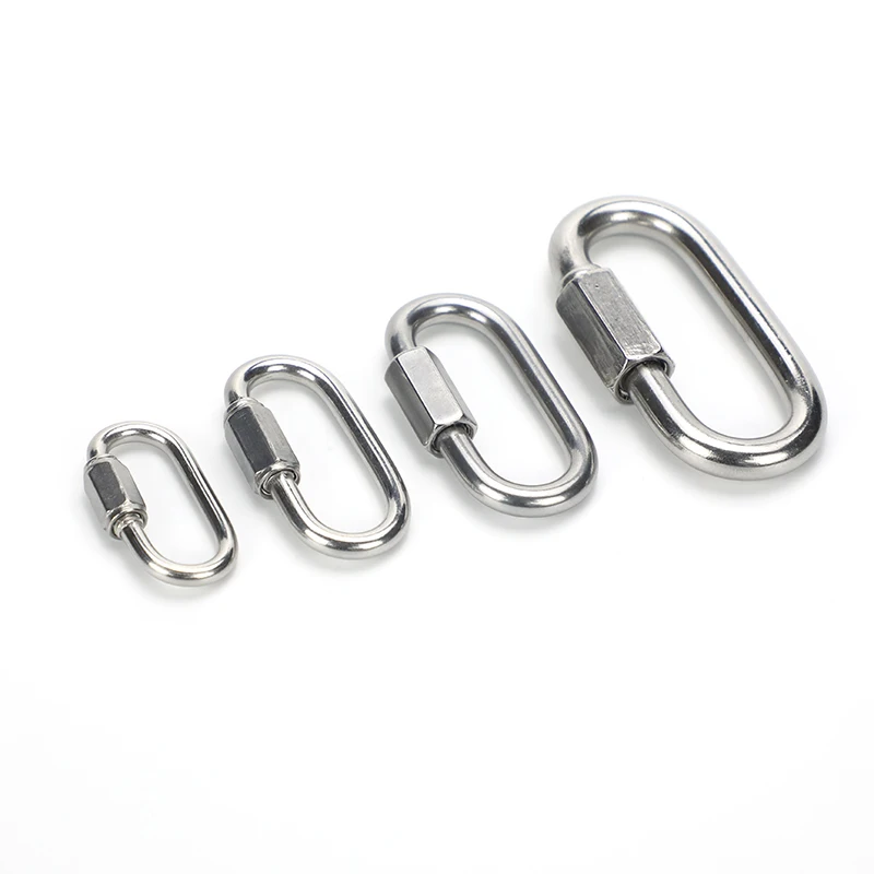 304 Stainless Steel Oval Connecting Ring Rock Climbing Carabiner Equipment Fast Security Outdoor Link Buckle