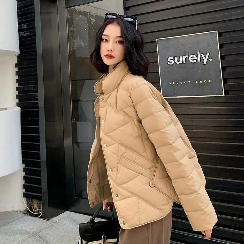 Women Fashion Short Lightweight Down Jackets 2023 New Arrivals Autumn Winter 90% White Duck Down Korean Female Down Coats