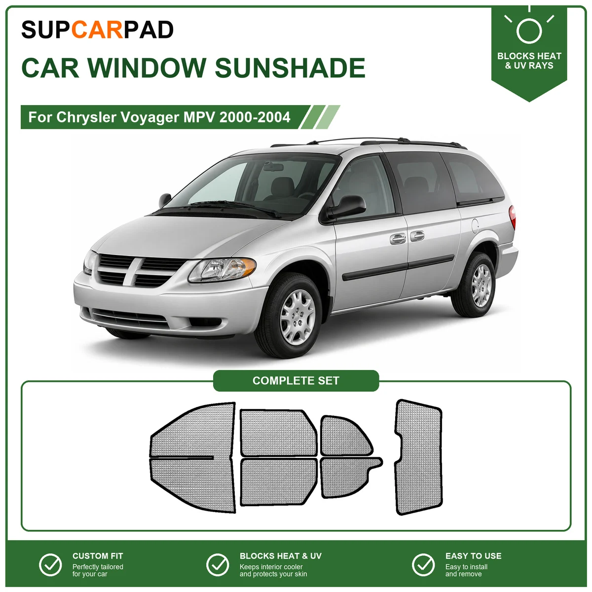 For Chrysler Voyager MPV 2000-2004 Full Set Car Window Sunshades UV Block Privacy Heat Insulated Foldable Car Curtain