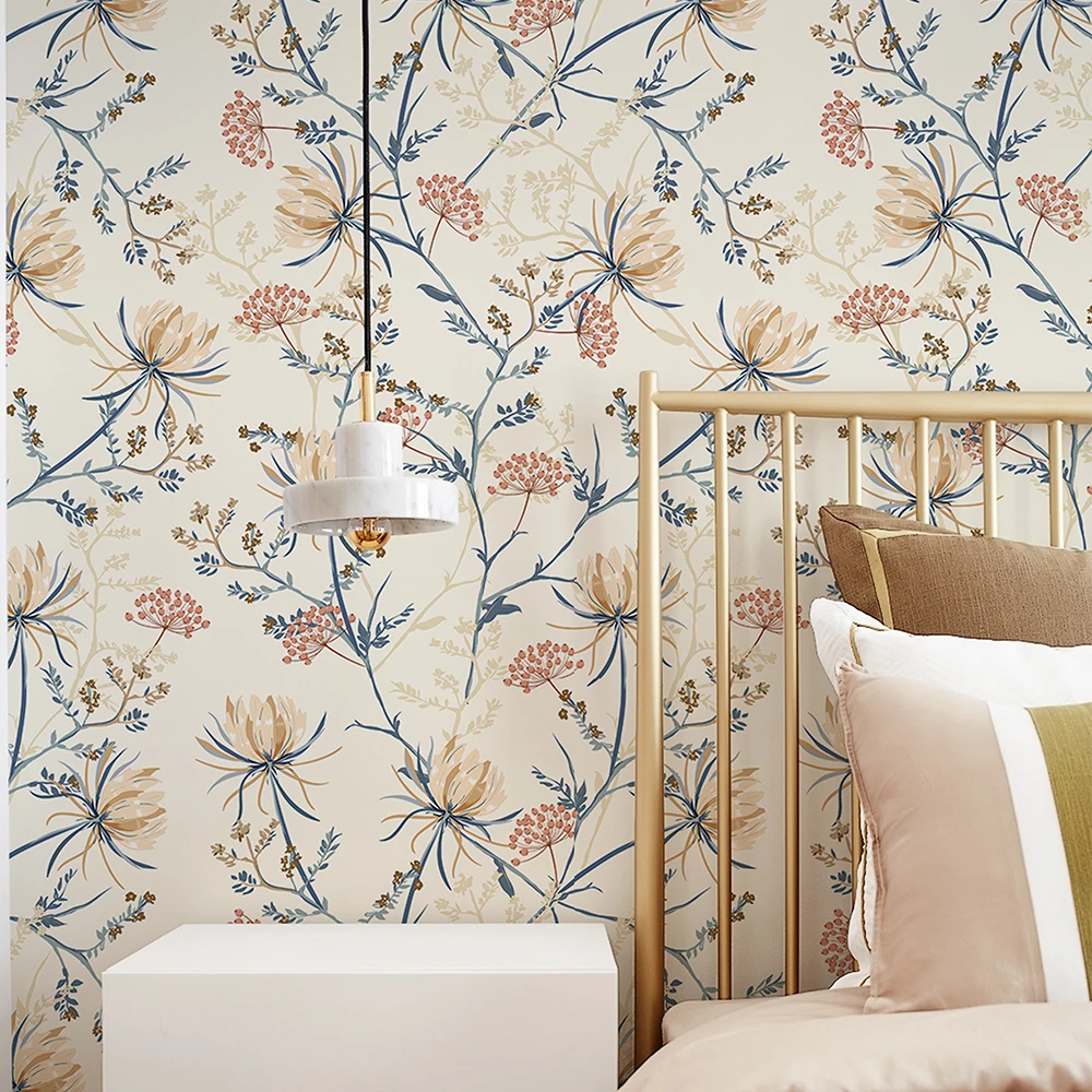 ورق حائط زهري ذاتي اللصق مقاوم للماء لتزيين المنزل ورق حائط قابل للإزالة ملصقات ورق حائط لخزانة الأثاث البلاستيكية