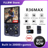 FLLBW R36 MAX Retro Gaming Console 4.0 Inch IPS Screen Portable Open Source Video Game Player Built-in 15000+ Games 64G/128G