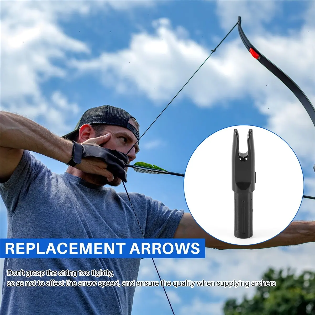 60 Pack Archery Arrows Nock ID 6.2mm Arrows Nocks Insert Tail for DIY Hunting Shootings Arrows Compound Recurve Bow-FABY view 2