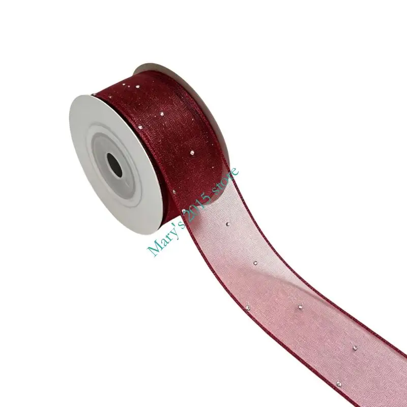 Rhinestones Drilling Mesh Ribbon Roll, Sheer Sparkling Trim for DIY Crafts, Hair Bows, Garment Sewing, Gift Wrap and Party