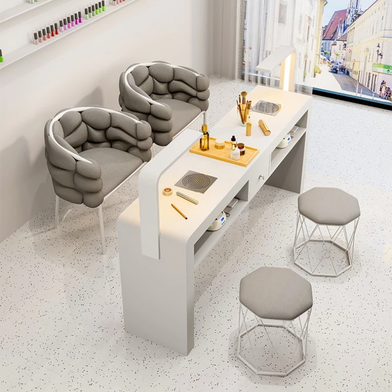 

Multifunctional white manicure table with dust collector aesthetic center nail table design simple mesa manicura salon furniture