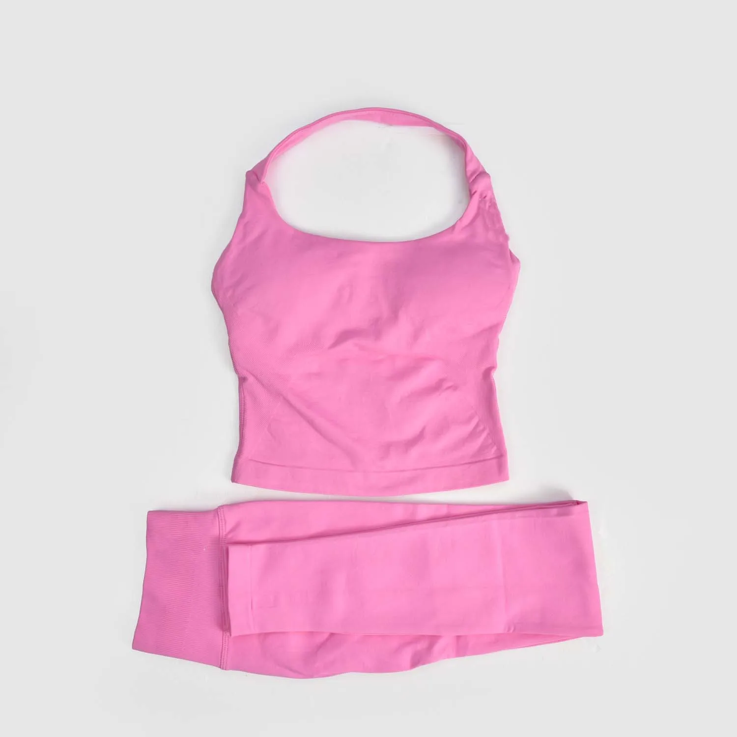 

2 Pieces Shorts Gym Yoga Set Women Backless Halter Tops High Waist Seamless Shorts Suit Fitness Sportswear Workout Sets