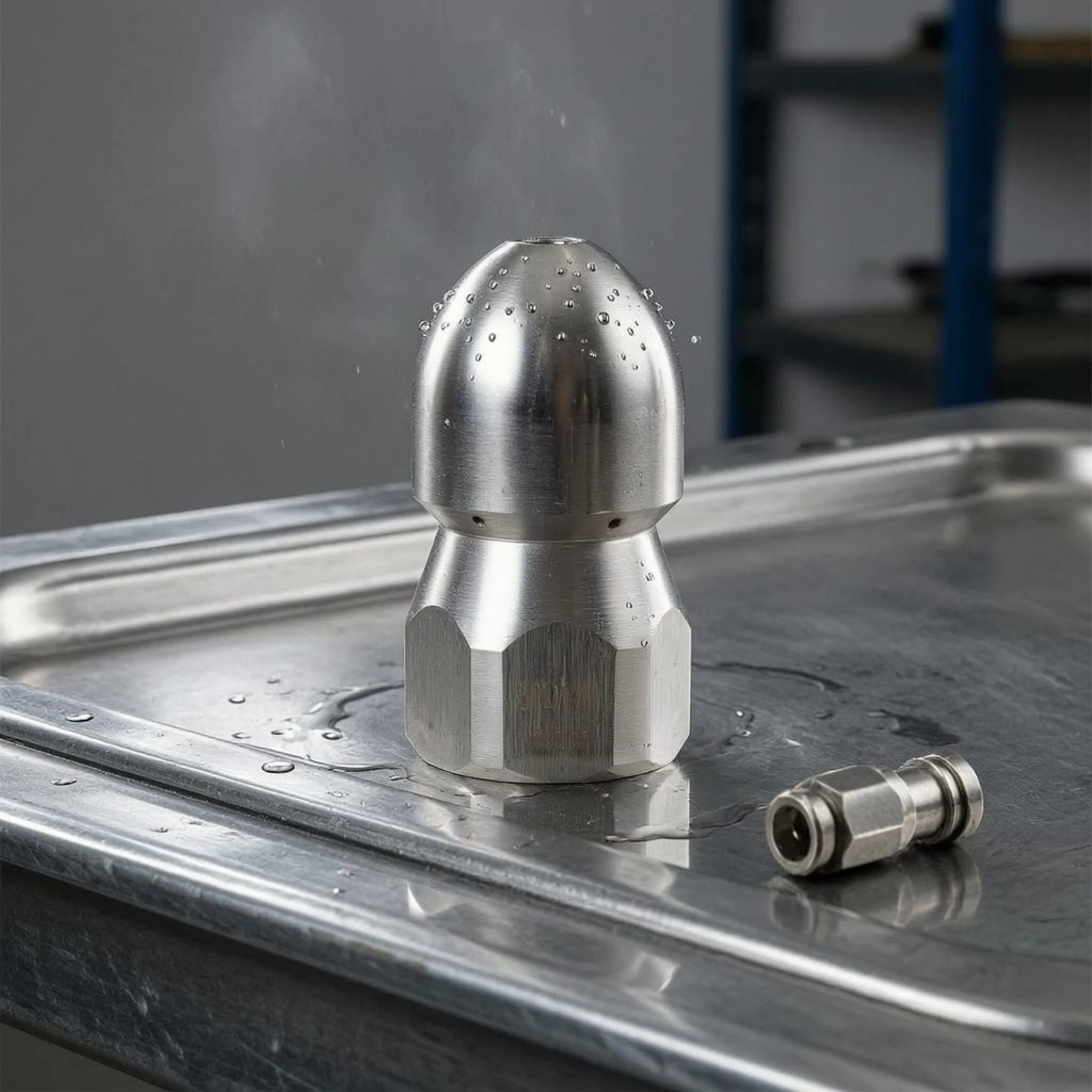 High-Pressure Drain Cleaning Nozzle Machined Finish Stainless Steel Drain Jet Nozzle Plumbing Tool Corrosion Resistant - view 2