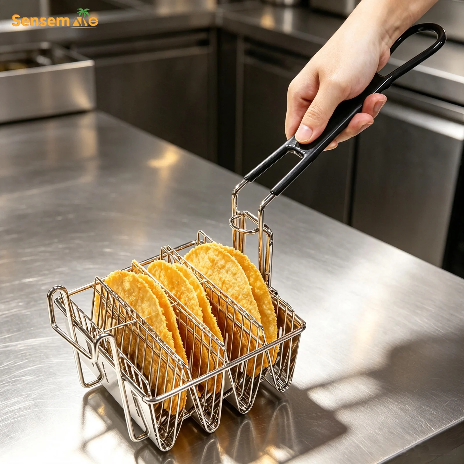 Taco Fryer Basket 4 6 8 Grids with Removable Handle Stainless Steel Taco Shell Shaper Deep Frying Basket for Kitchen Restaurant