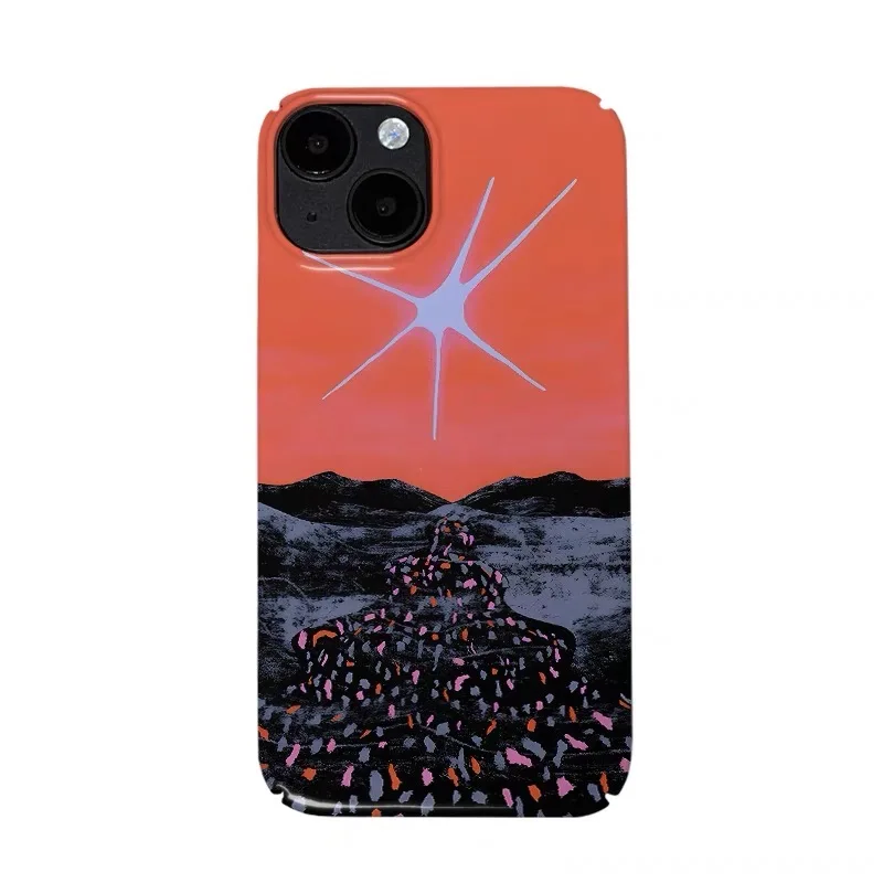 

INS Orange Abstract Black River Phone Case for IPhone 16E 15 14 13 Pro Max 12 11 Pro Back Cover X XS XR 7 8 PLUS SE 2020 Funda