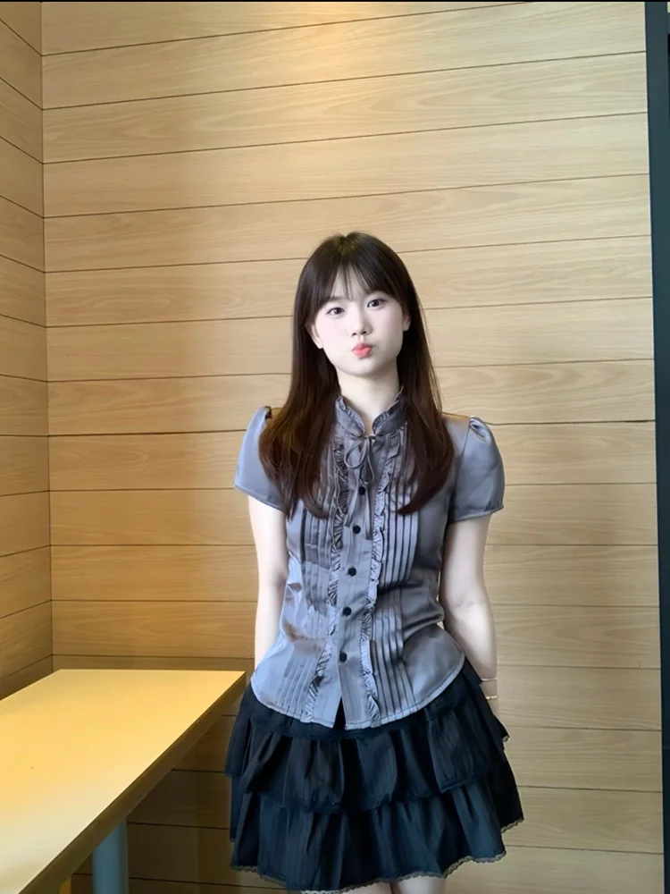 Ele Sle Summer New ort Sve irt-set met houten ontwerp Faionable topvest voor jonge vrouwen