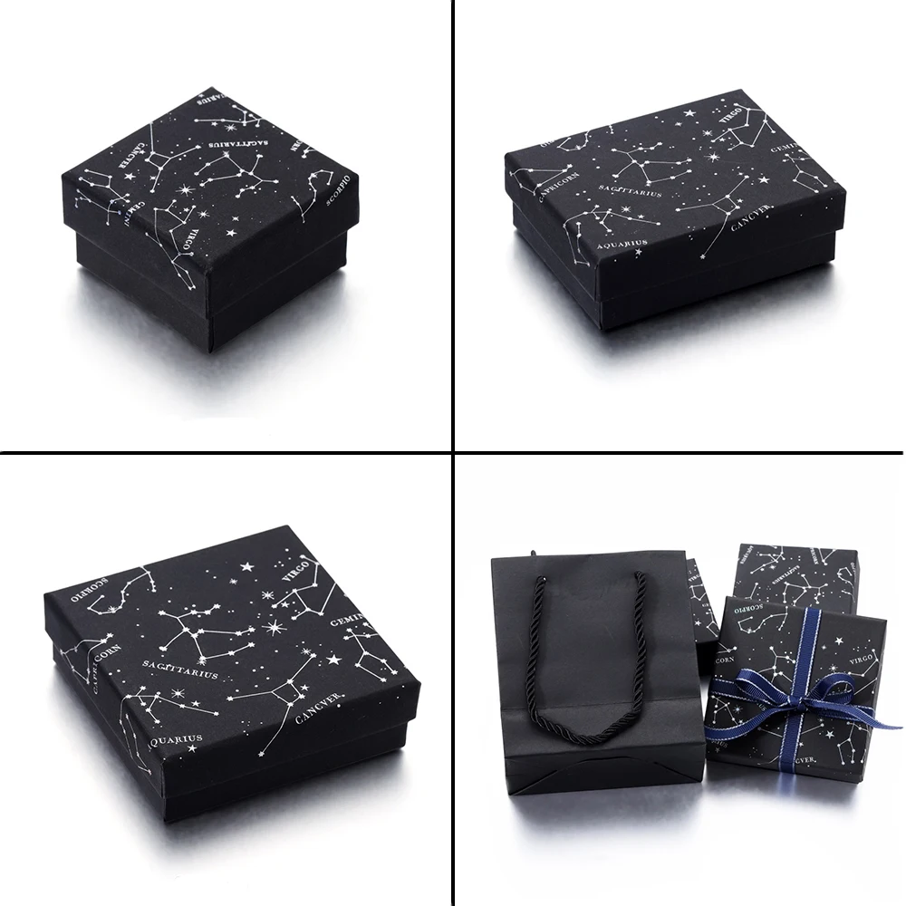 

1pcs Square Rectangle Jewelry Organizer Box Engagement Ring for Earring Necklace Bracelet Display Gift Box Holder Black Box