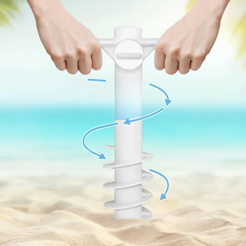 Beach Umbrella Sand Anchor Heavy Duty Umbrella Base With 5 Spiral Threads Universal Fit For Most Beach Umbrellas White image 5