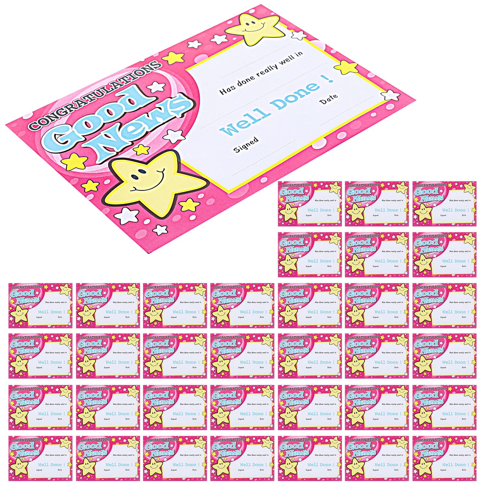 

100 Student Award Certificates Thick Colorful Printing Paper English Certificates Completion Recognition for School