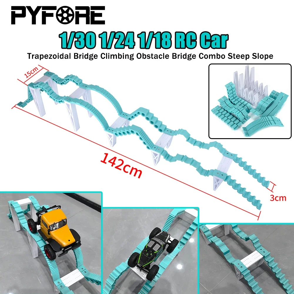 PYFORE RC Car Trapezoidal Bridge Climbing Obstacle Bridge Combo Steep Slope KIT for AXIAL 1/30 SCX30 RC Model Car Crawler