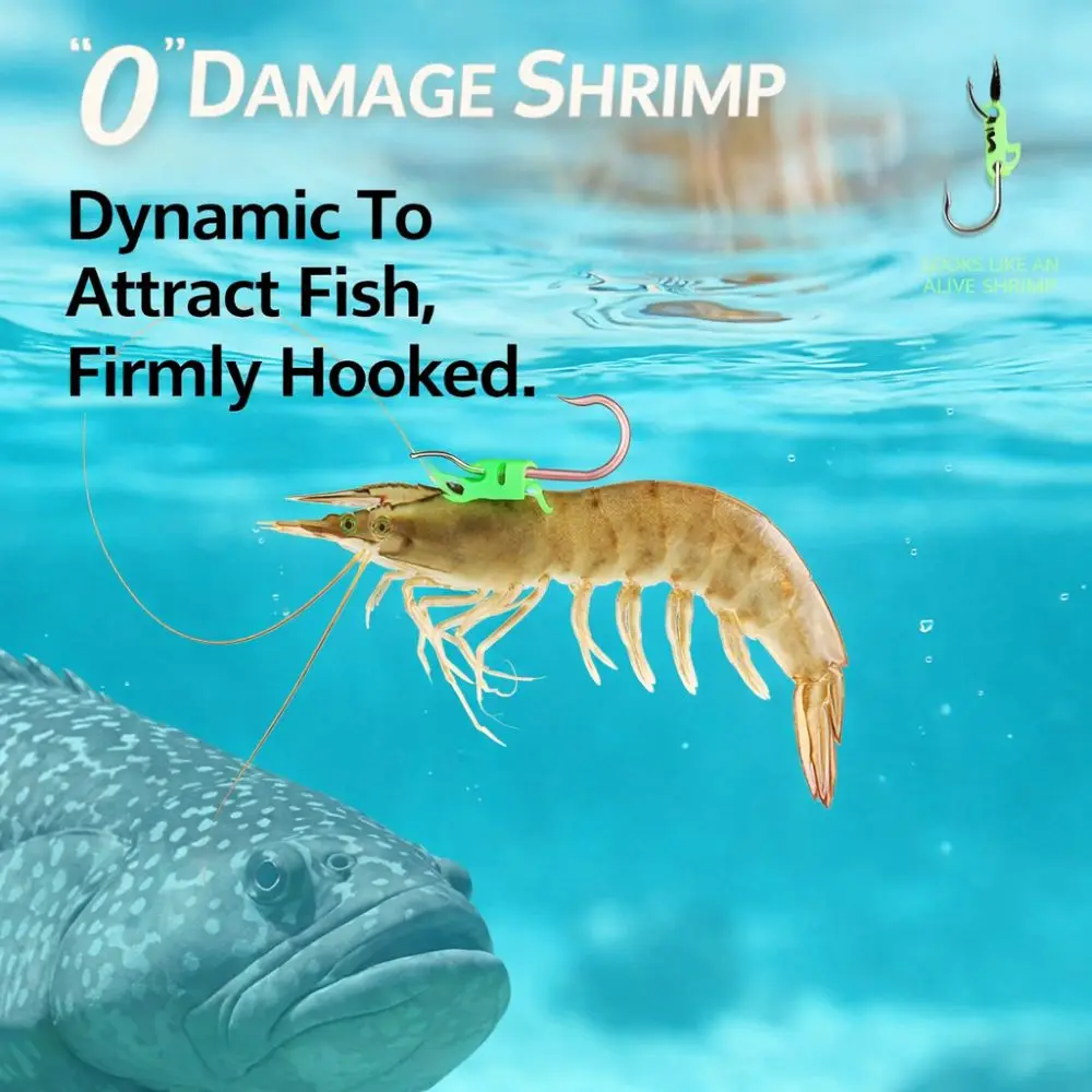 5Pcs Stainless Luminous Live Shrimp Hooks Sharp Barbed No Unhooking Luminous Bait Fixed Holder Set Anti Slip Anti-entanglement