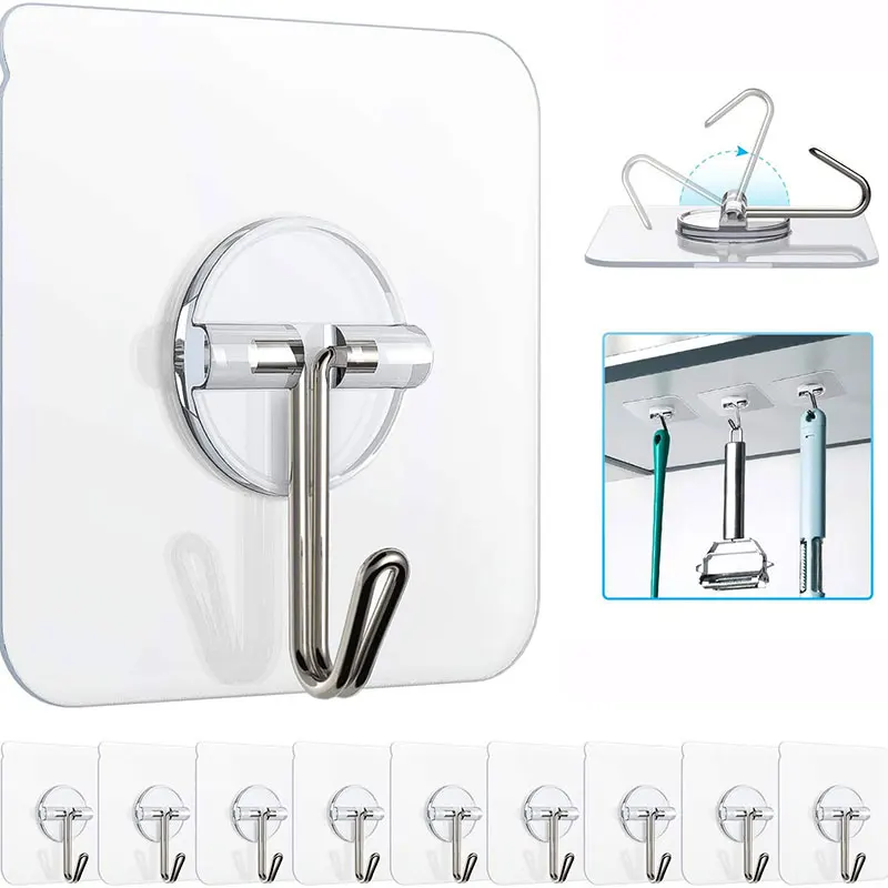 

Transparent Wall Hooks Strong Self Adhesive Door Wall Hangers Hook Suction Hook Heavy Load Rack Cup Sucker for Kitchen Bathroom