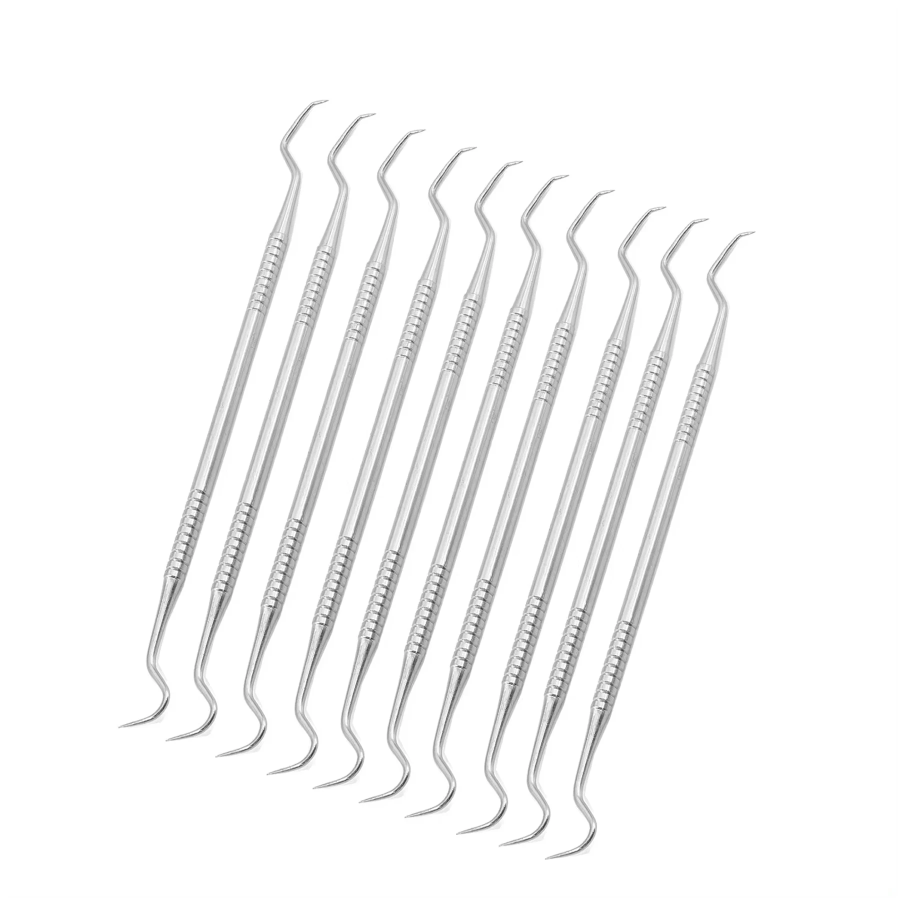 10PCS Stainless Steel Double Head Dental Tool Dentist Teeth Clean Hygiene Explorer Probe Hook Pick Dentists Instruments