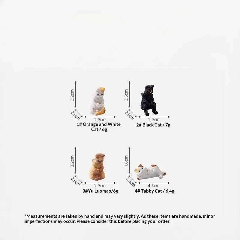 4Pcs Fishing Cat Mini Figurine Cute Kitten Resin Statue Mini Animal Ornament Micro Landscape Aquarium Fish Tank Garden DIY Deco