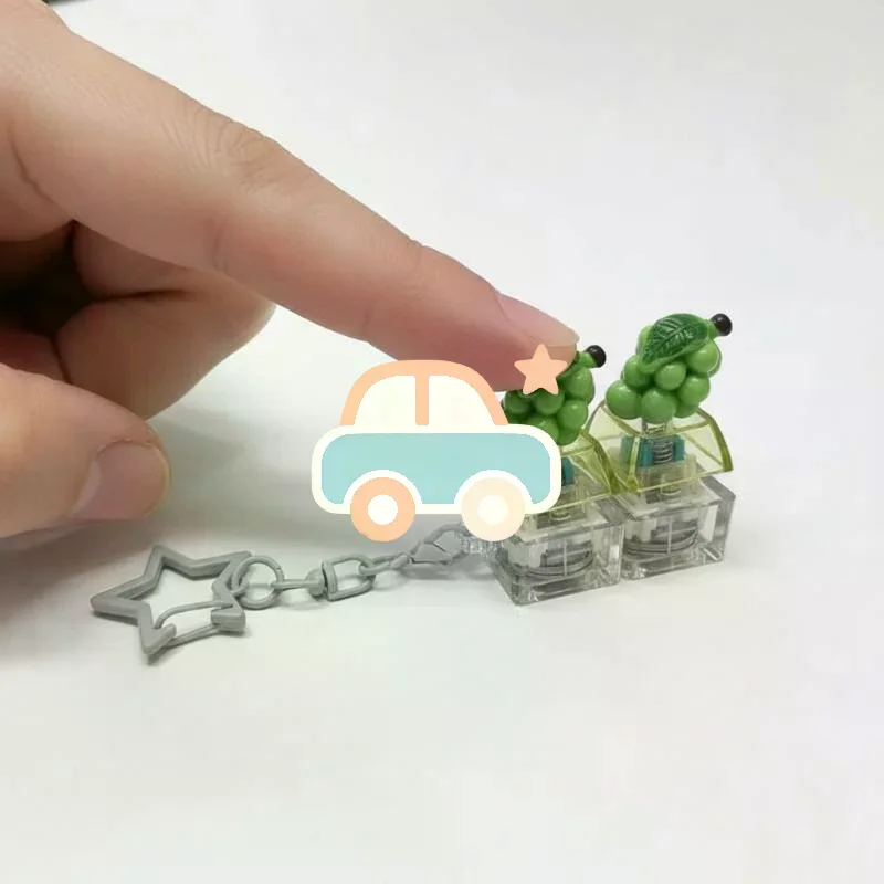 Fruit Keycap Stress Relief Clicker Keychain Flexible Silicone Vegetable Pendant Keyring for Luggage Tag Accessory