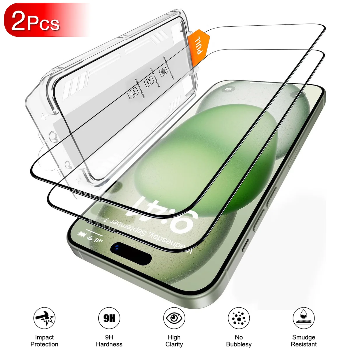 

2Pcs For Apple iPhone 16e 16 Pro Max 15 Plus 14 13 12 11 X Xs XR 5G Tempered Glass Screen Protector Easy Install Removal Kit
