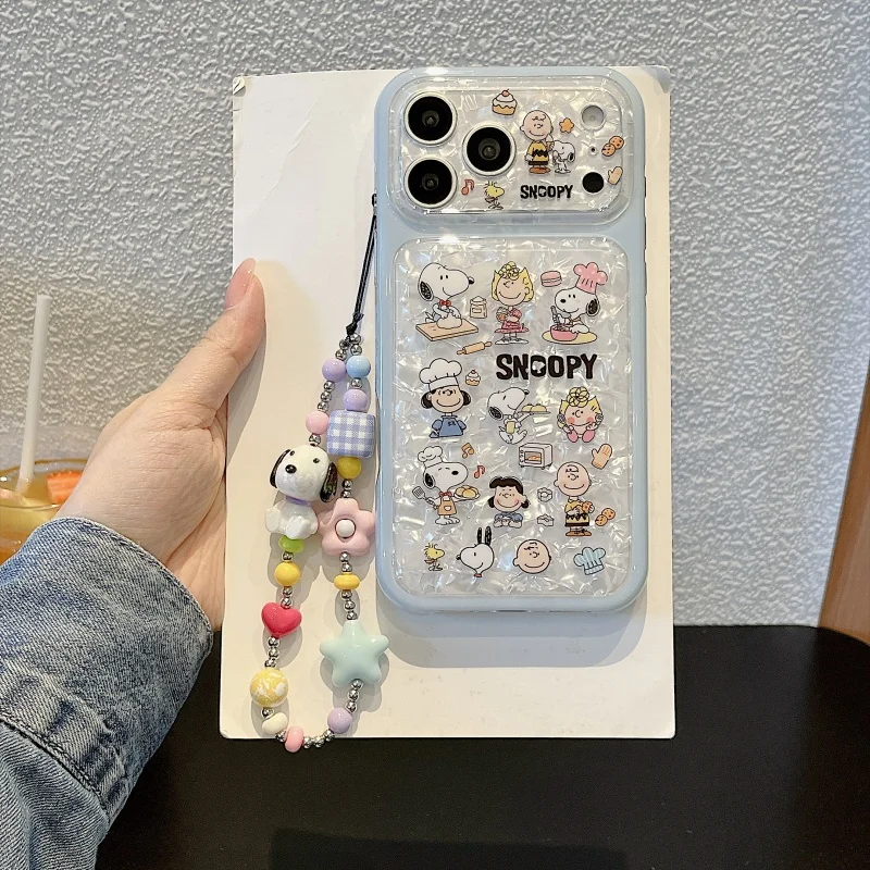 Urocze etui na telefon z kreskówkowym SNOOPYM do iPhone 17Pro 15 16 17 Pro Max, najlepszy przyjaciel Szef Kuchni Snoopy, obudowa z bransoletką Charlie. — zdjęcie produktu 5