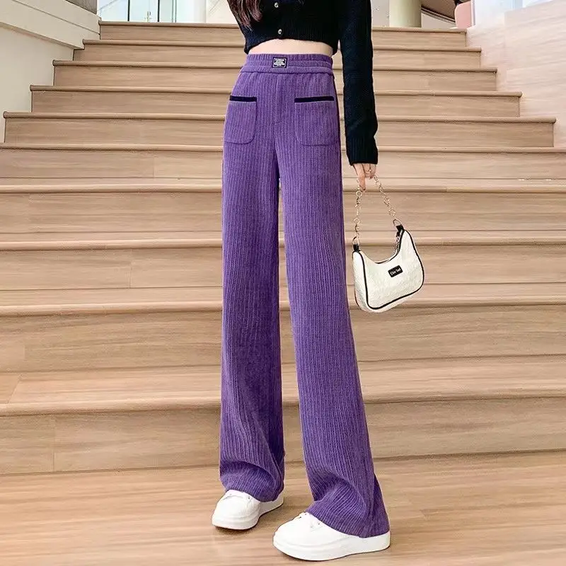 

Casual Straight Leg Pants Women's Texture Autumn and Winter Temperament Fashionable Chenille Wide 2024 X580