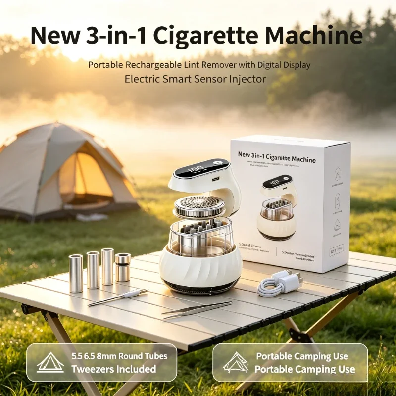 Multi‑Size Tube Tobacco Injector 3‑in‑1 Electric Automatic Cigarette Filling Tool
