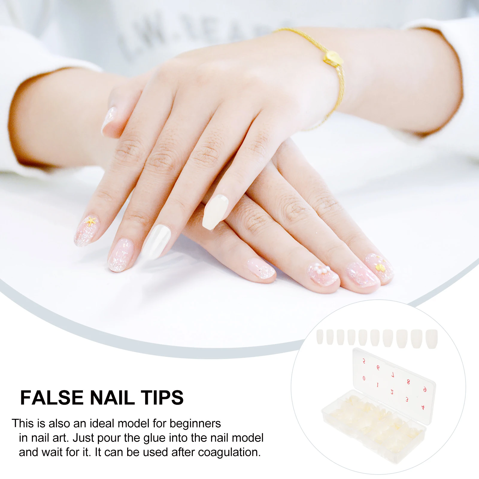 

500 Pcs False Nails Full Cover Plastic Tips Detachable Short Ballet Nail Art DIY Wedding Accessories Women Salon Home Use