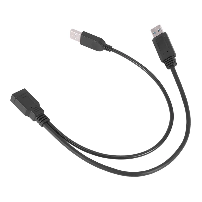2X Hitam USB 3.0 Perempuan Ke Dual USB Laki-laki Kabel Ekstensi Y Data Daya Ekstra untuk Hard Disk Seluler 2.5 Inci