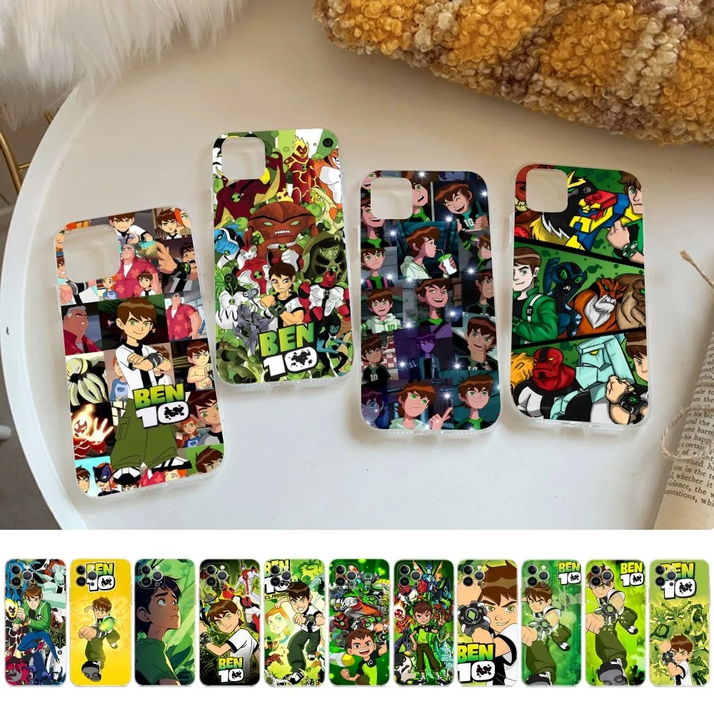 Cartoon B-Ben 10 Phone Case for iPhone 15 8 7 6 6S Plus X SE 2020 XR XS 14 11 12 13 Mini Pro Max Mobile Case