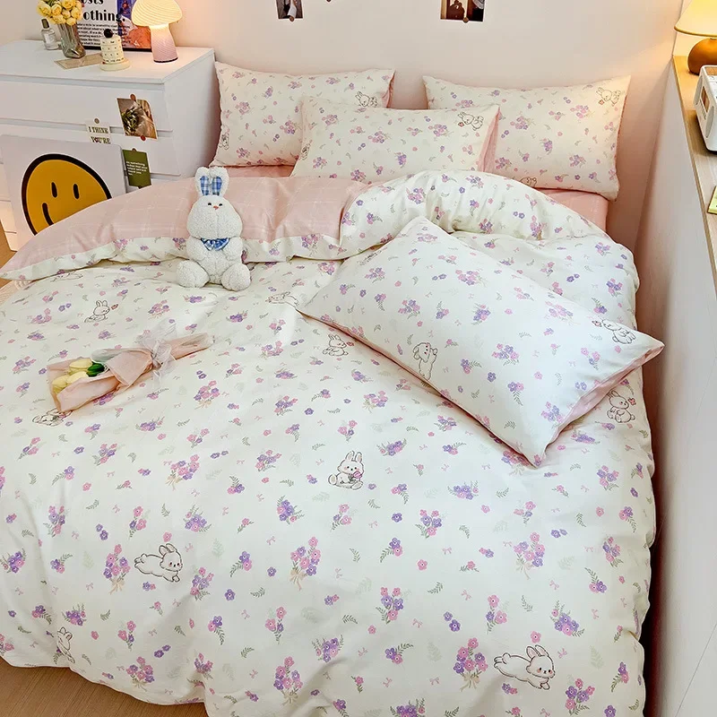 [Percent cotton] AA version 40 pure cotton 13070 printed three or four-piece set cute pet bed sheet INS