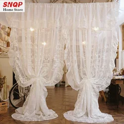 European Retro White Tulle Lace Luxury Curtains for Living Room Dining Bedroom Embroidery Sheer Balcony Window Custom blackout