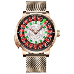 HAEMMER new watch European button roulette fun game sapphire glass NH35A mechanical watch diamond dial leather men's watch + box