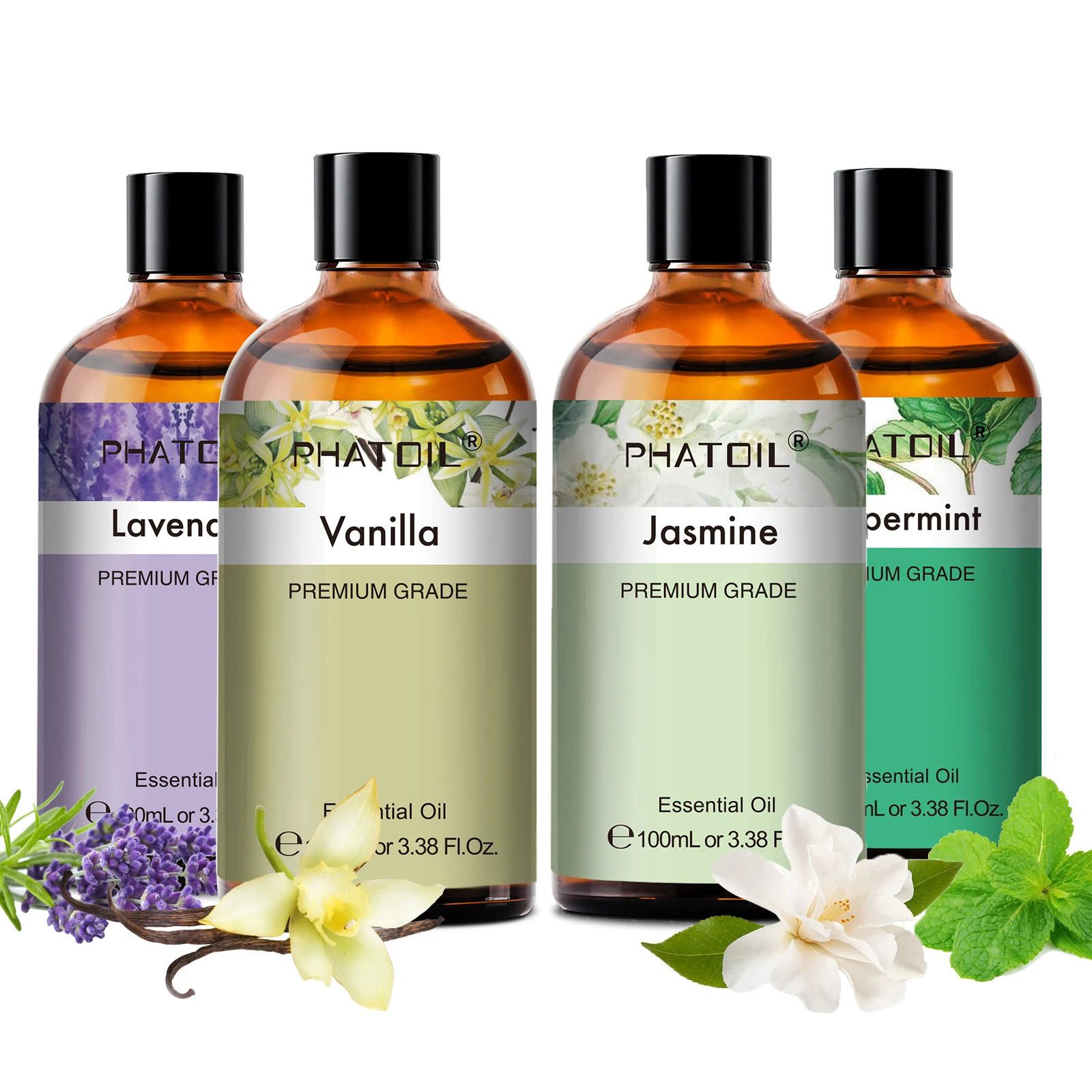 PHATOIL 100ml Lavender Peppermint Lemon Eucalyptus Lemongrass Essential Oil Natural Plant Pure Essential Oils For Diffuser