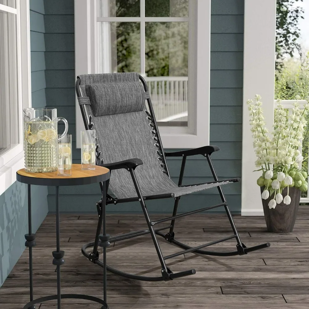 

Patio Rocking Chair Zero Gravity Chair Outdoor Folding Recliner Foldable Lounge Chair Outdoor Pool Chair for Patio, Poolside