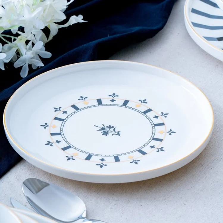 Luxury Dinner Set Ceramic Tableware Bone china Fine Porcelain Dinnerware Plates Sets 24pcs Dinner Set With Custom Decal Design