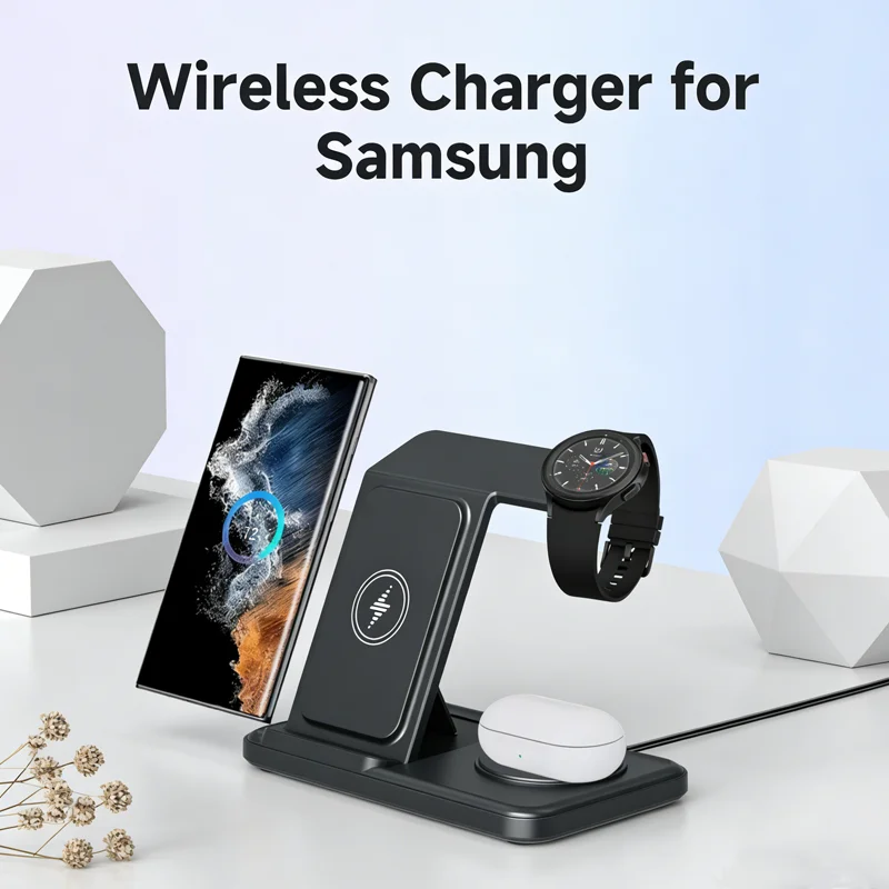 Folding 3 in 1Wireless Charger Phone Stand For Samsung S24 S23 Z Flip 6 Galaxy Watch 7/7 ultra 6/6 4 Classic/5 Pro Fast Charging